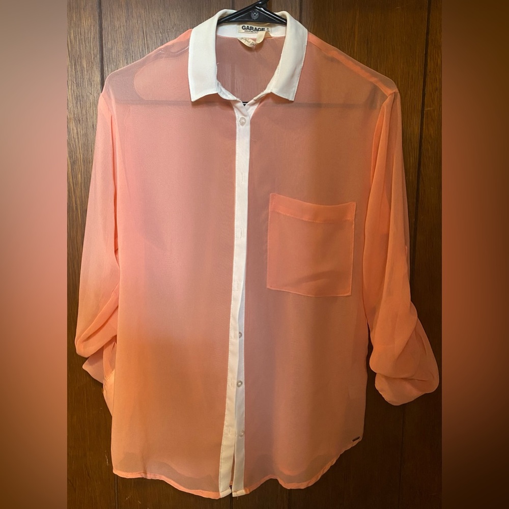 🔴Sheer Button Down Blouse